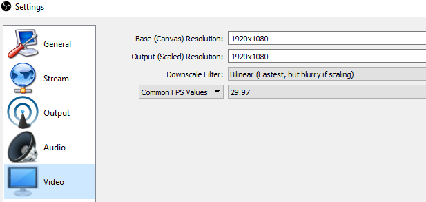 obs settings video