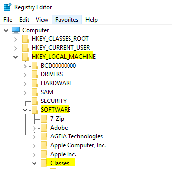 regedit classes