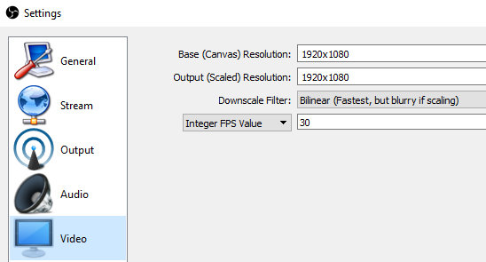 obs video settings